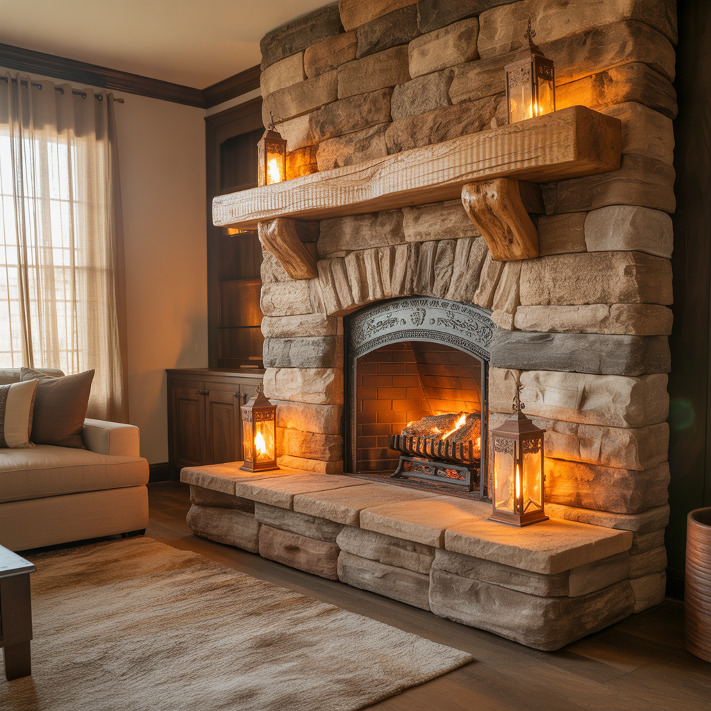 stone fireplace ideas living room