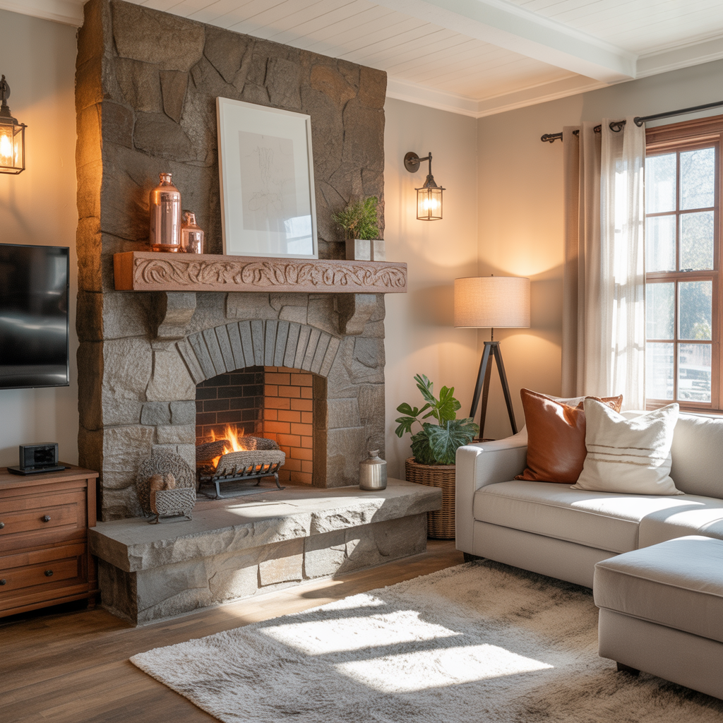 stone fireplace ideas living room