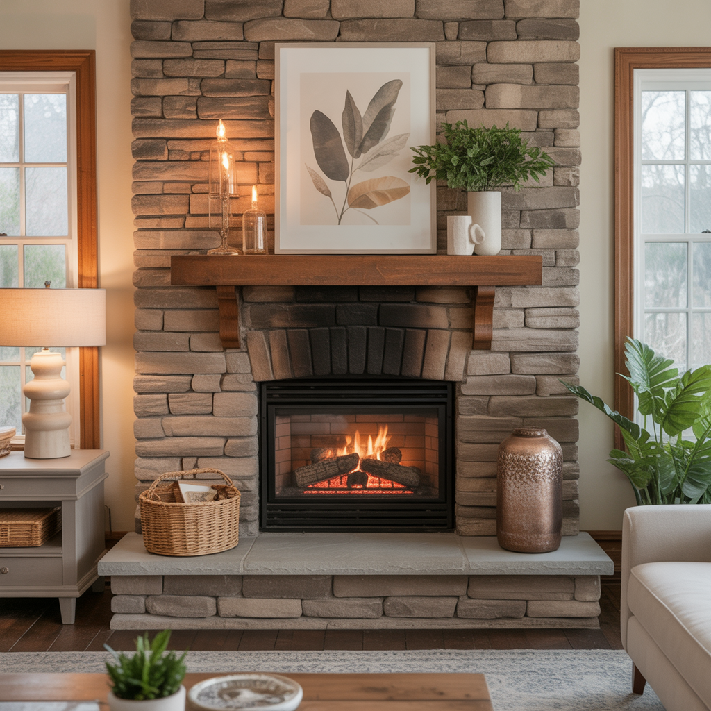 stone fireplace ideas living room