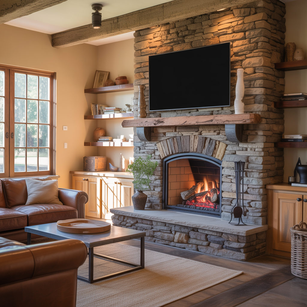 stone fireplace ideas living room