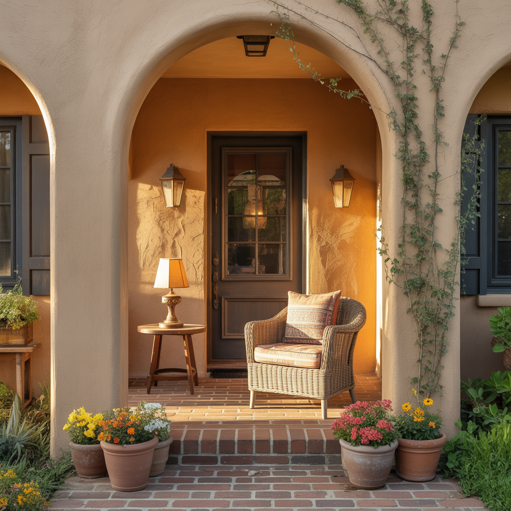 stucco front porch inspirations