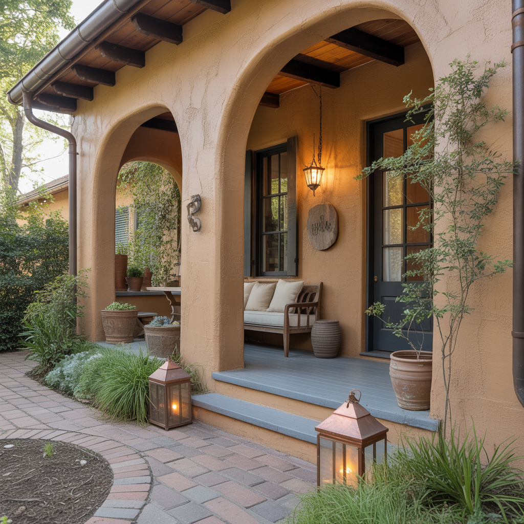 stucco front porch inspirations