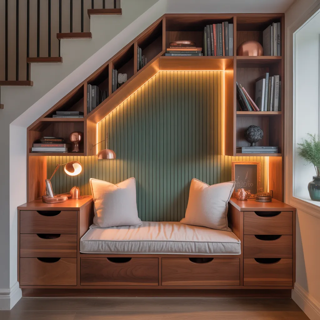 under stairs ideas in living room