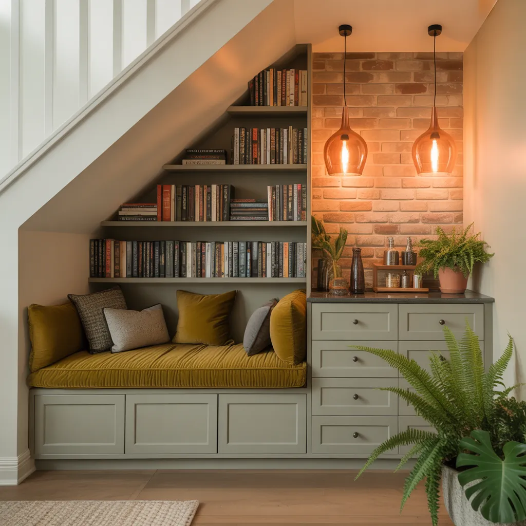 under stairs ideas in living room