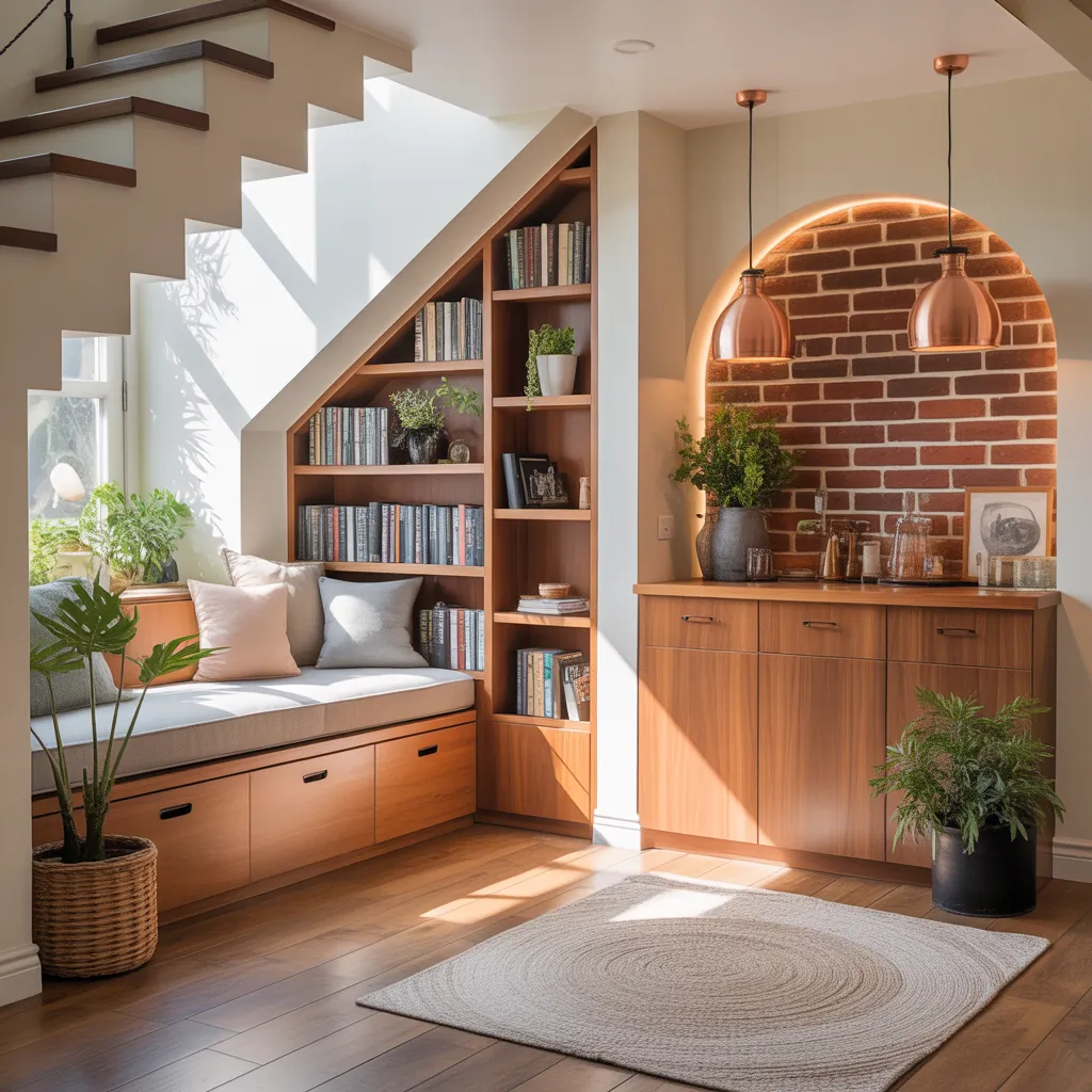 under stairs ideas in living room