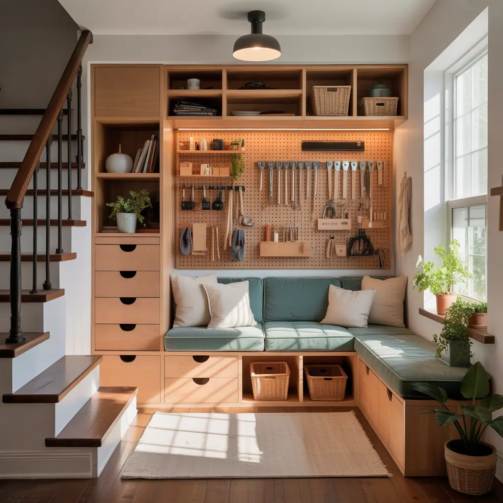 under stairs ideas in living room