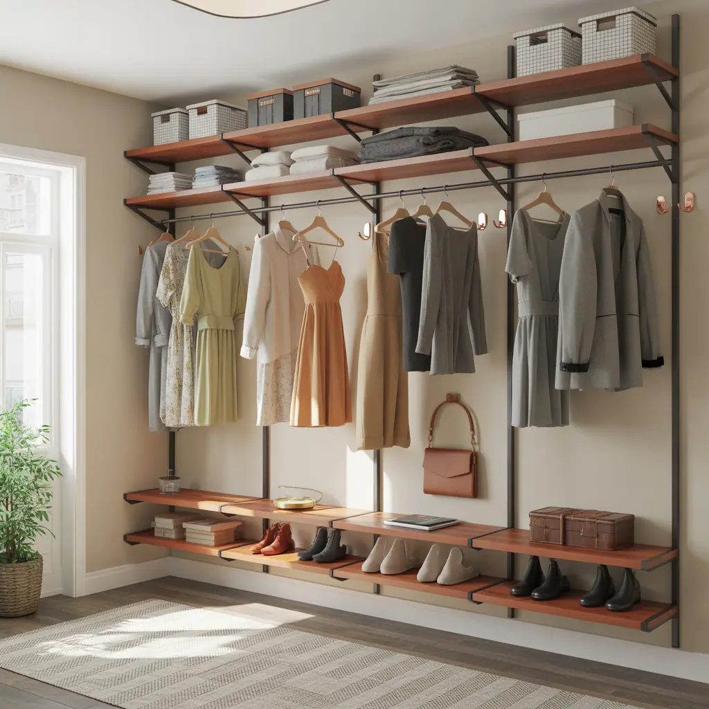 wall mounted rack clothing ideas