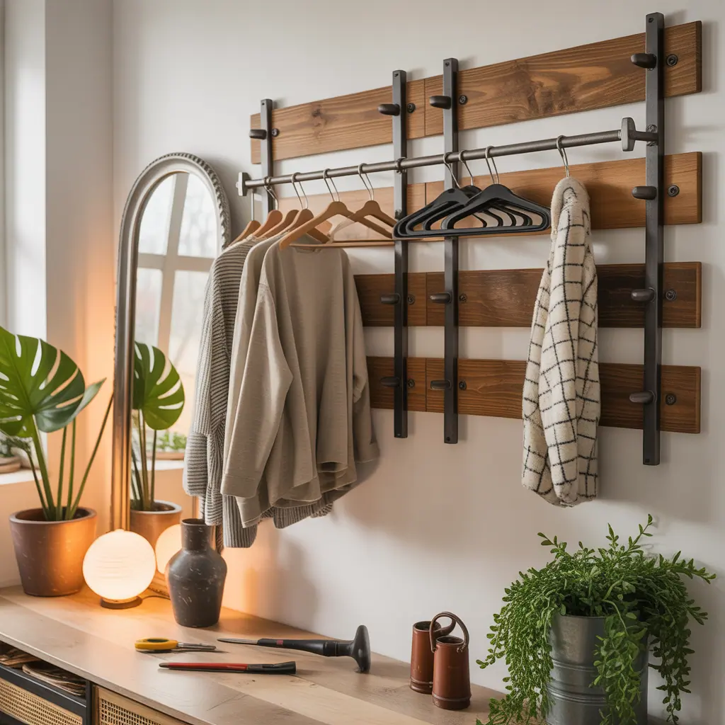 wall mounted rack clothing ideas
