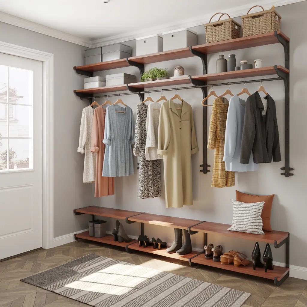 wall mounted rack clothing ideas