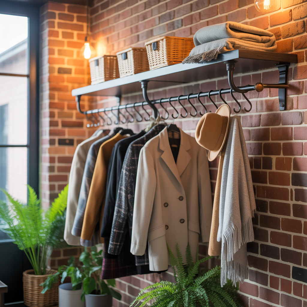 wall mounted rack clothing ideas
