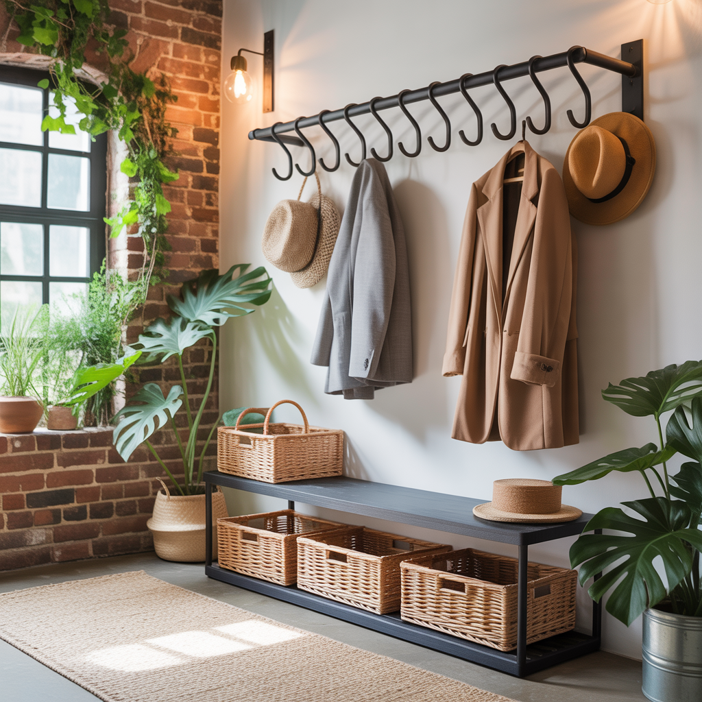 wall mounted rack clothing ideas