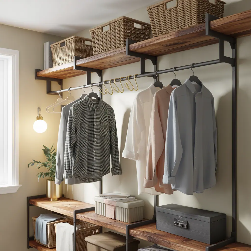 wall mounted rack clothing ideas