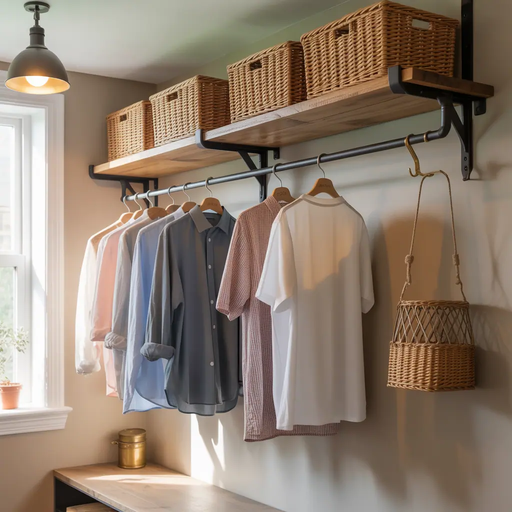 wall mounted rack clothing ideas