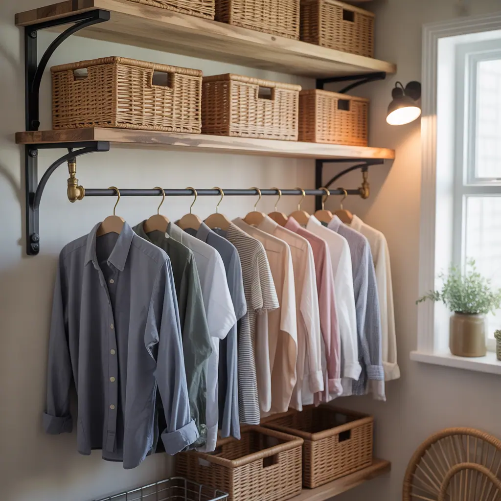 wall mounted rack clothing ideas