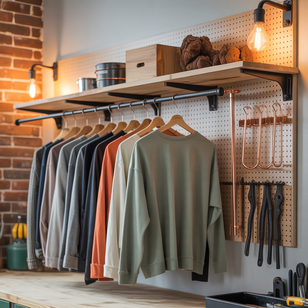 wall mounted rack clothing ideas