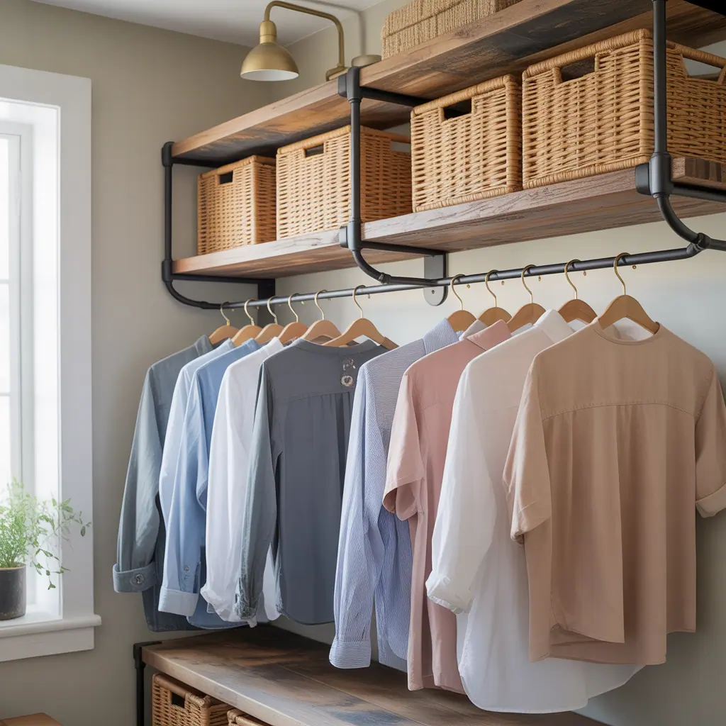wall mounted rack clothing ideas