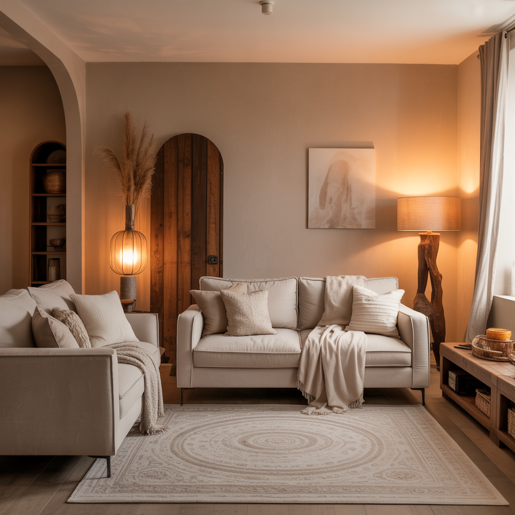 warm beige cozy living room ideas