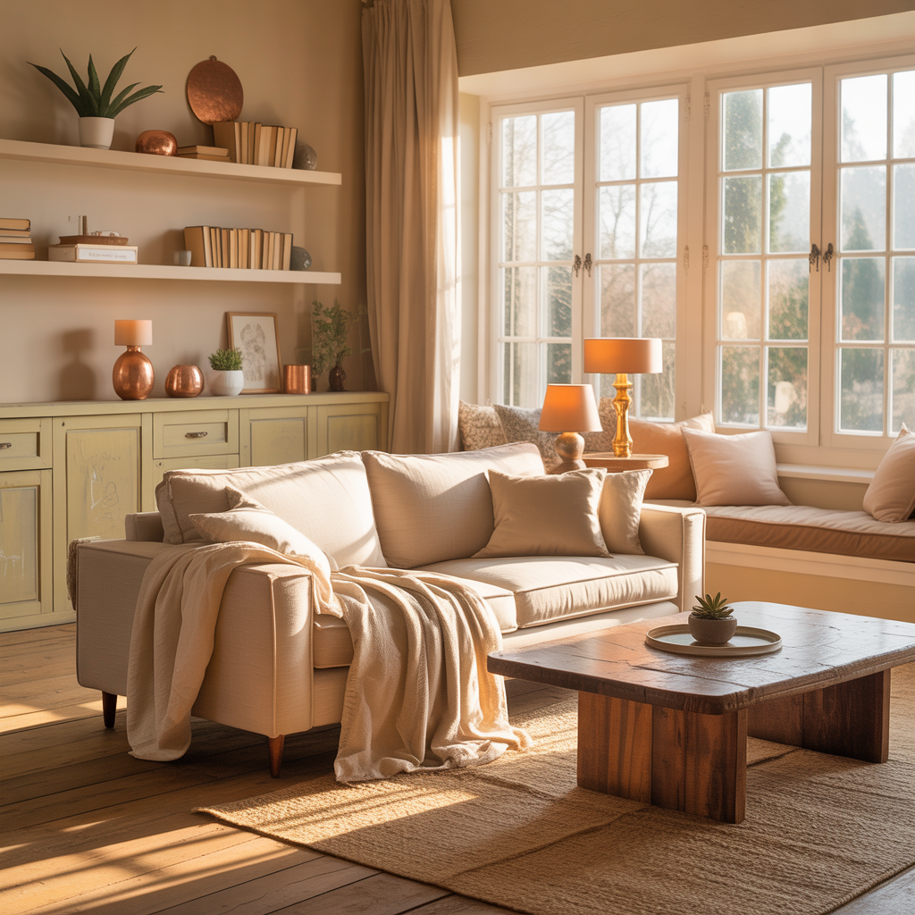 warm beige cozy living room ideas
