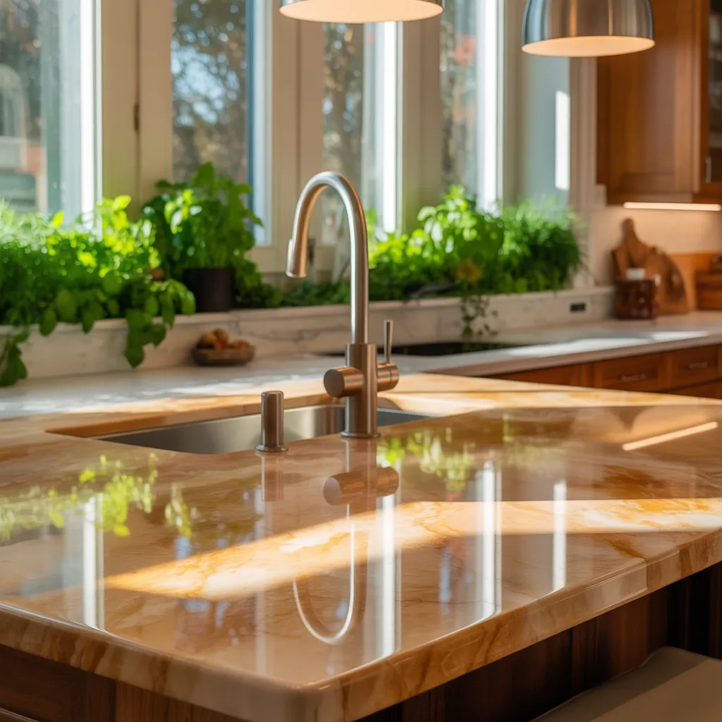 warm quartz kitchen countertops