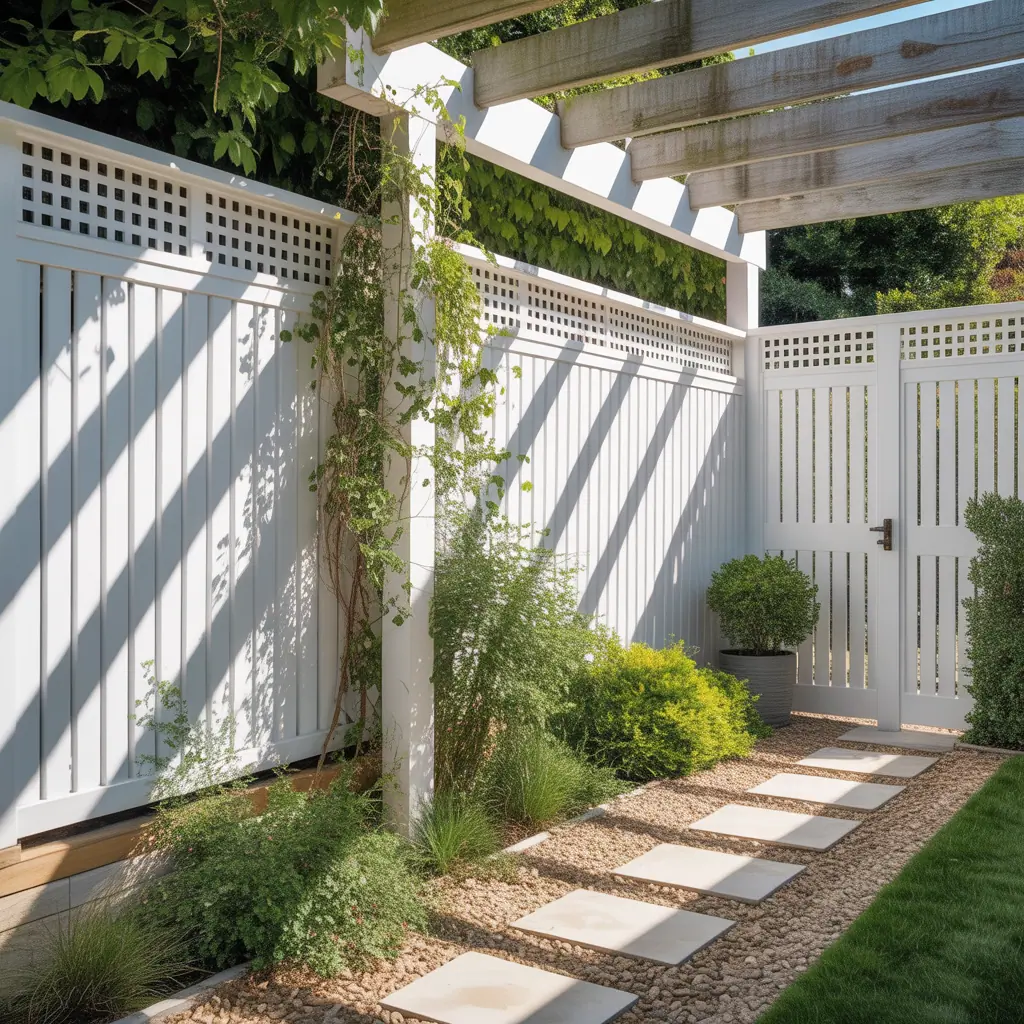 white privacy fence options
