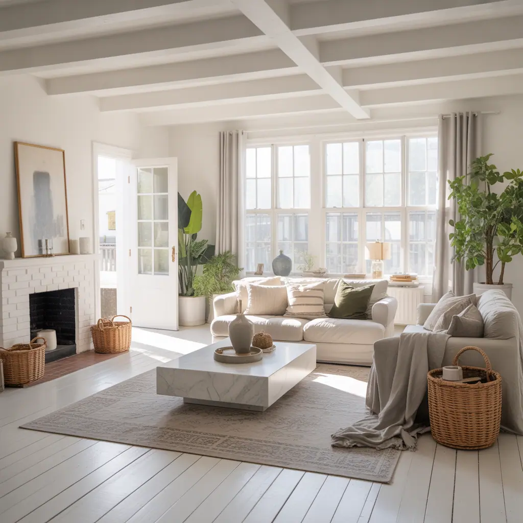 white wood floors living room ideas