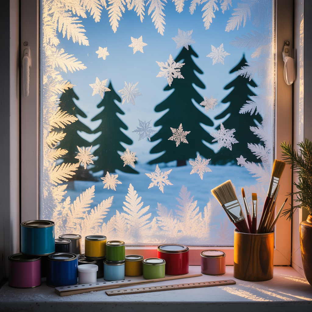 winter window painting ideas