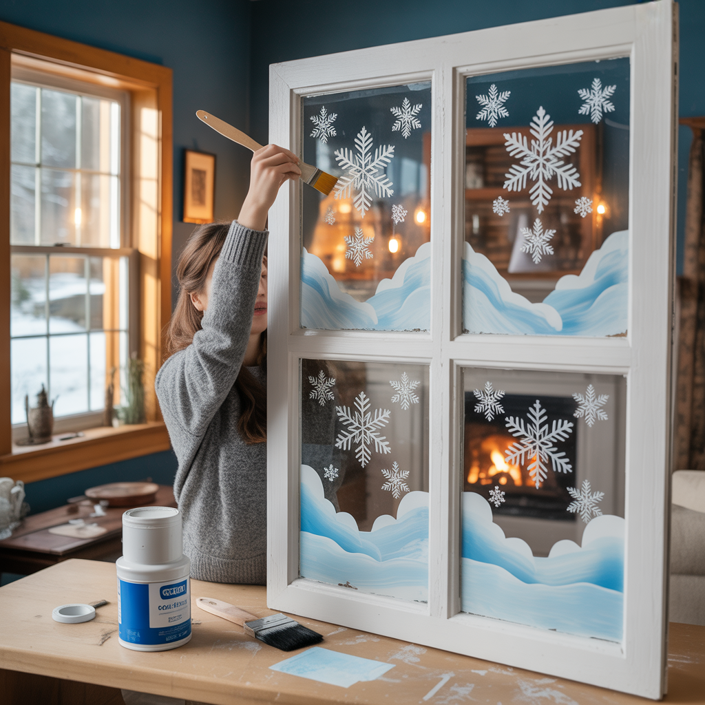 winter window painting ideas