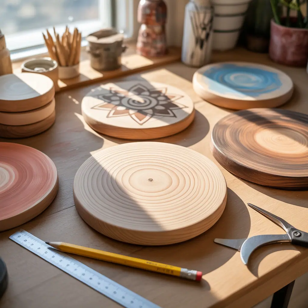 wood circle painting concepts