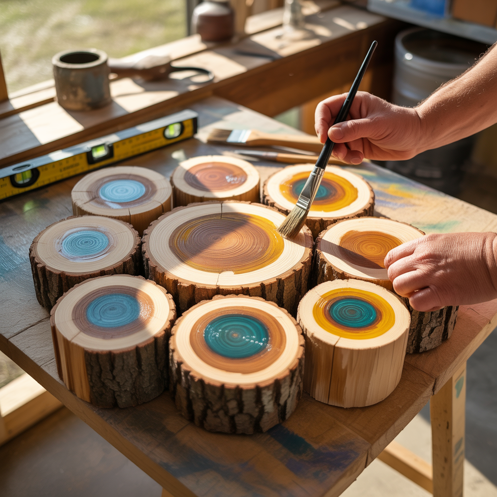 wood circle painting concepts