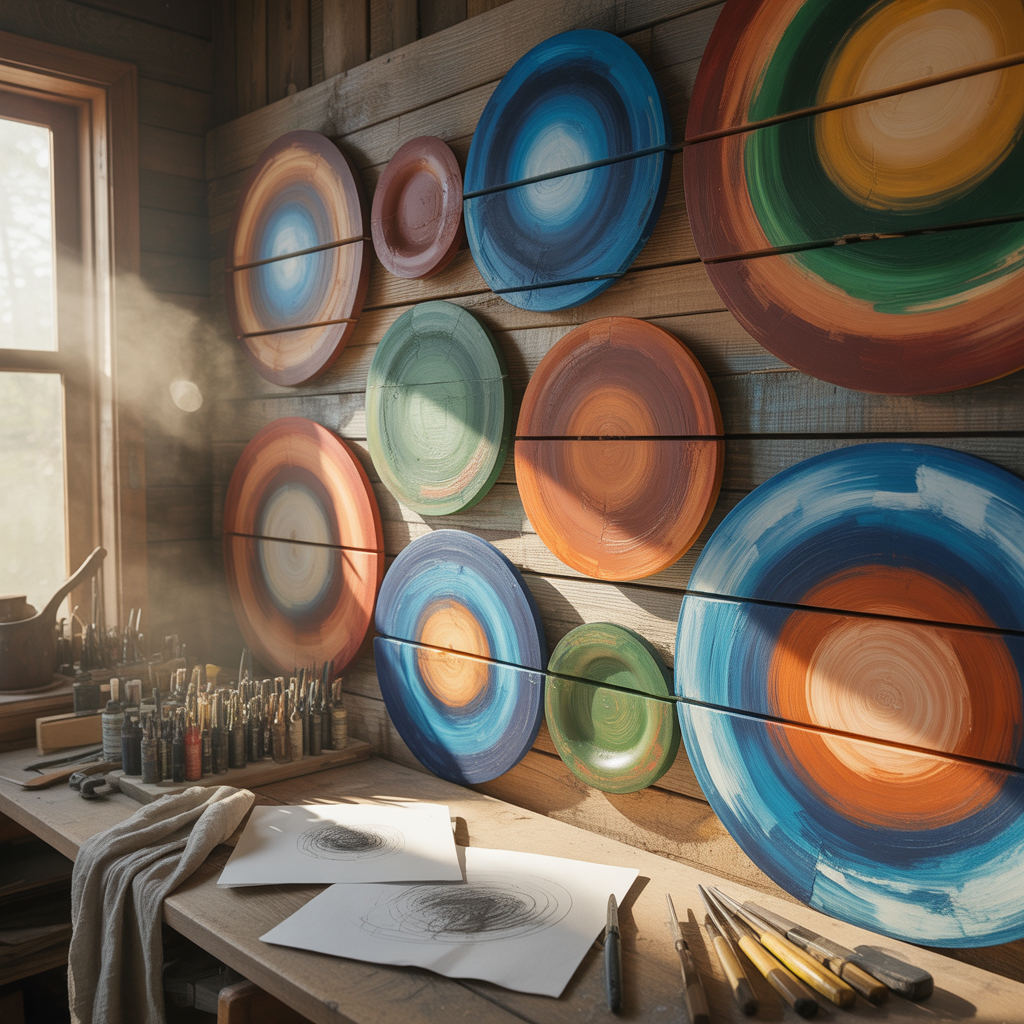 wood circle painting concepts
