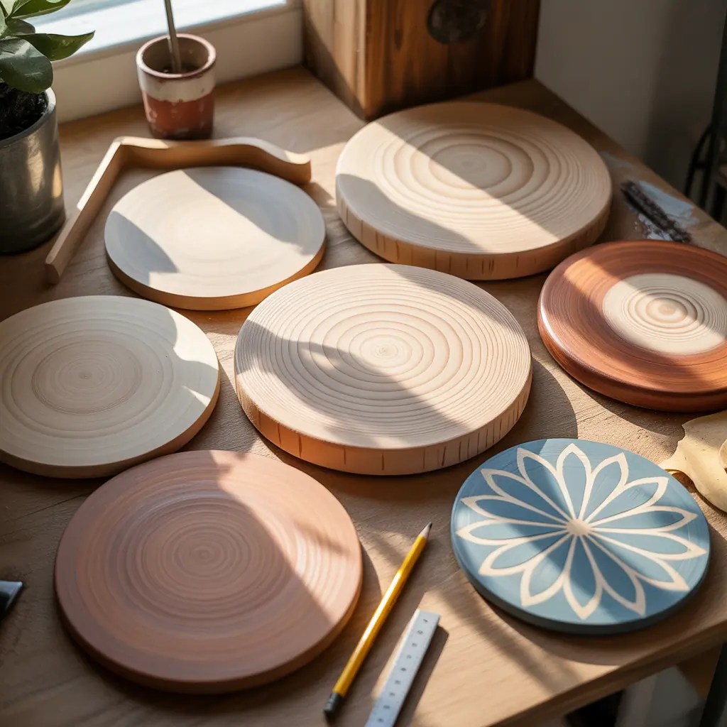 wood circle painting concepts