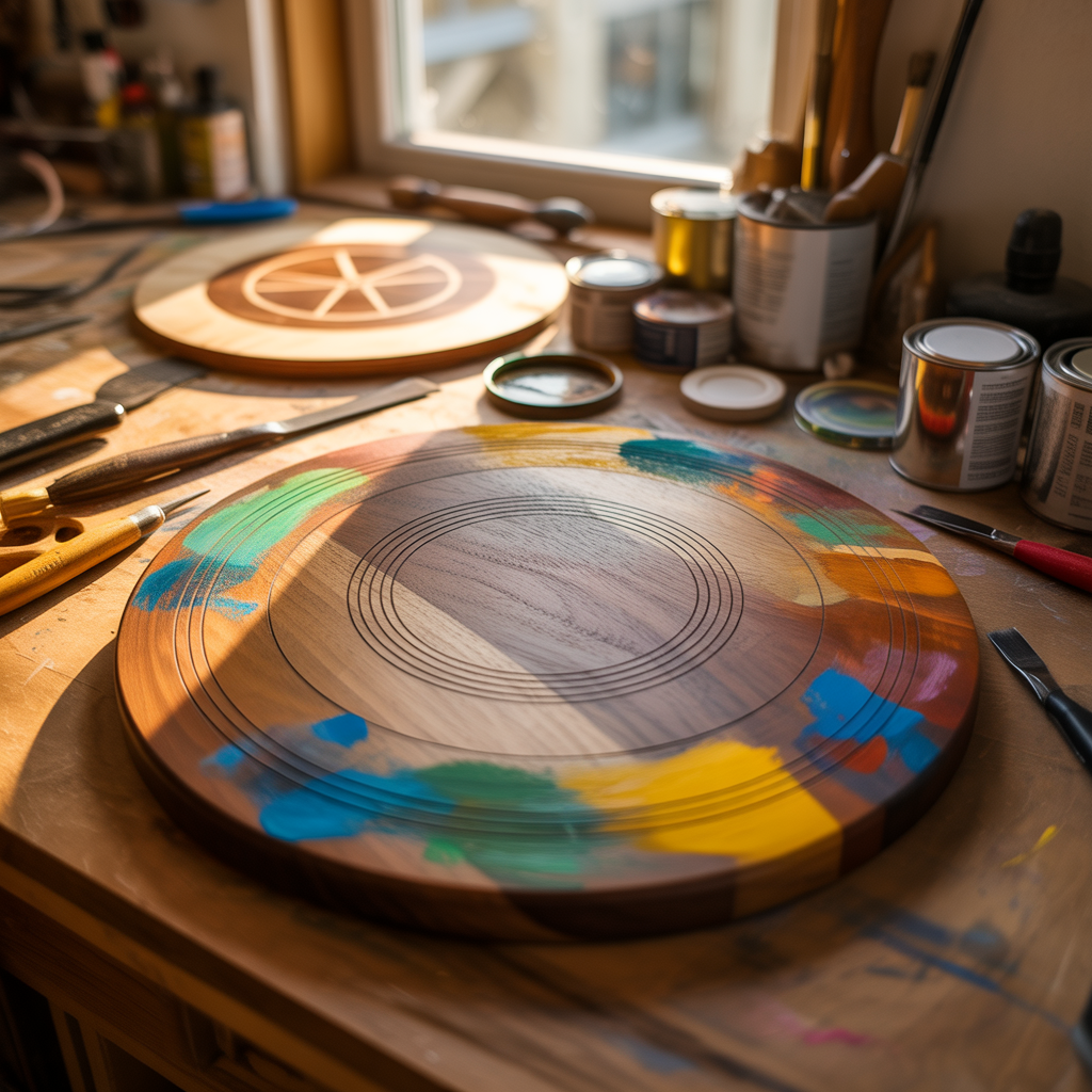 wood circle painting concepts