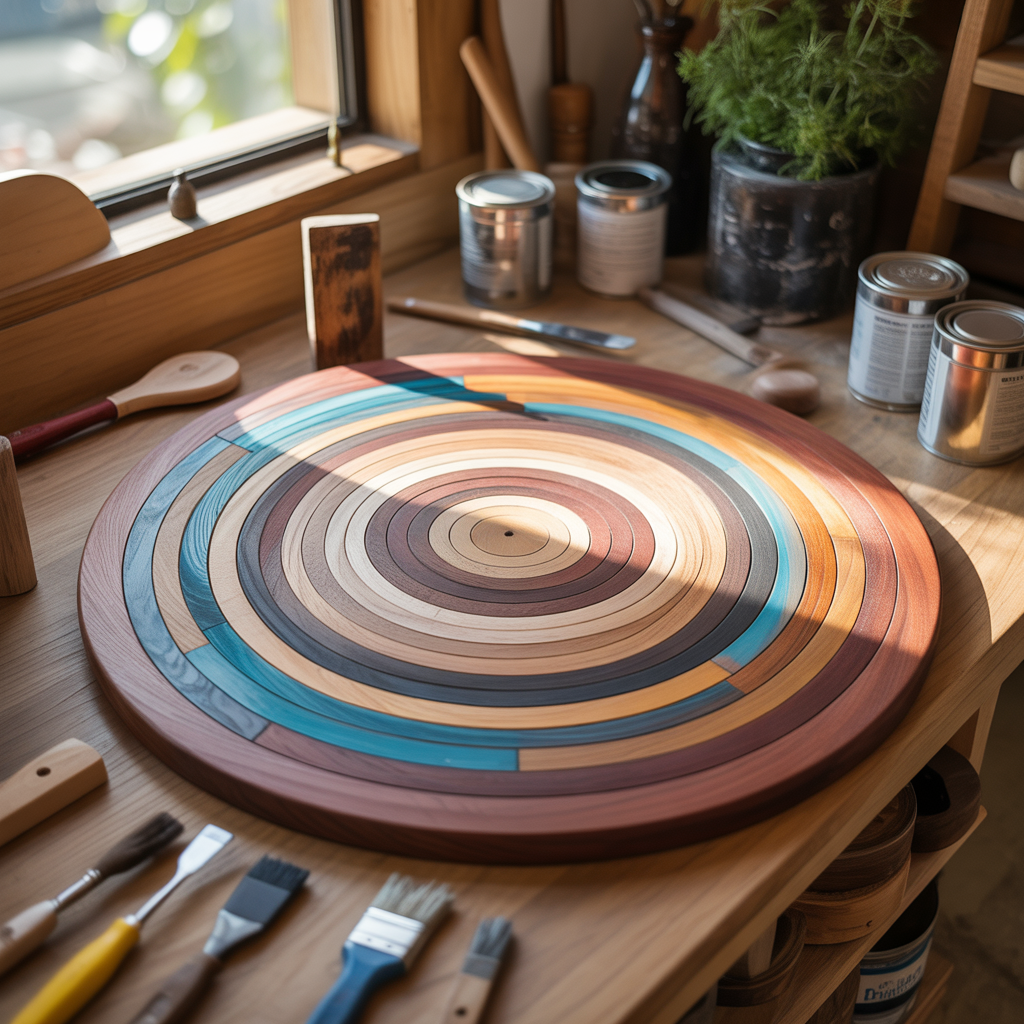 wood circle painting concepts