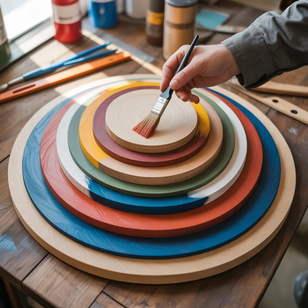 wood circle painting concepts