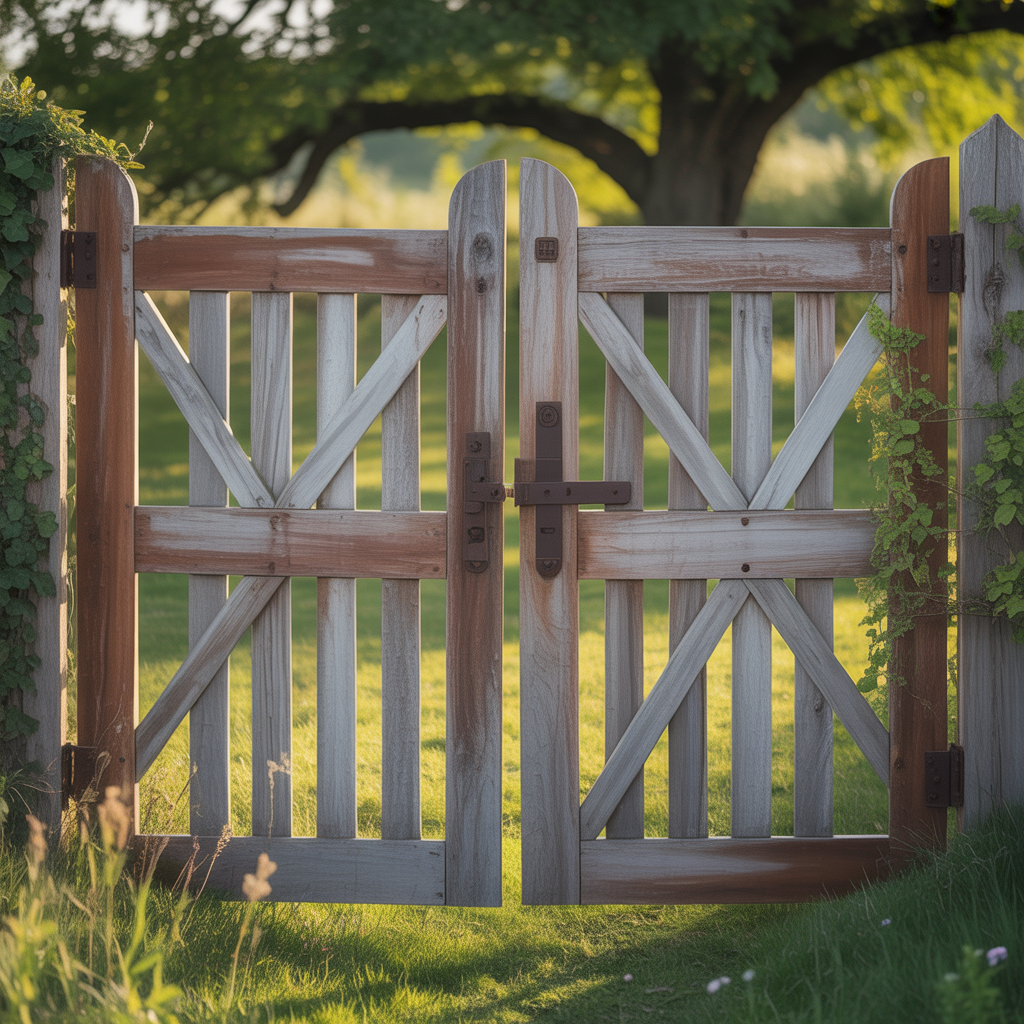 wood fence double swing gate ideas