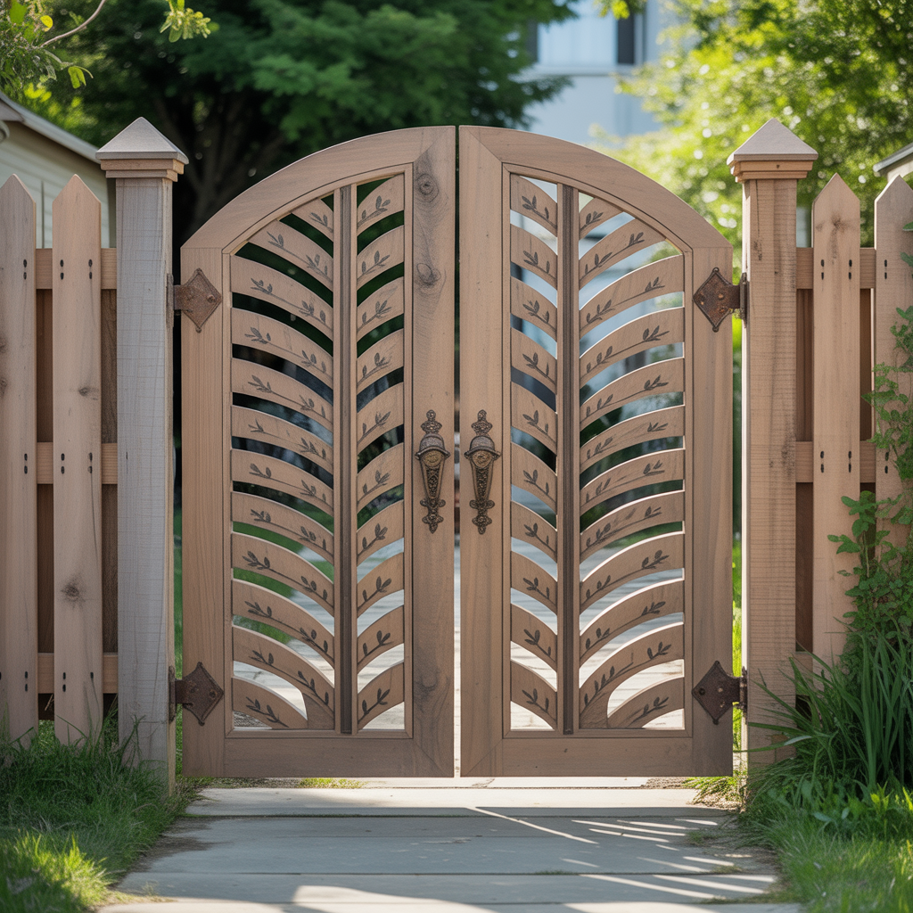 wood fence double swing gate ideas