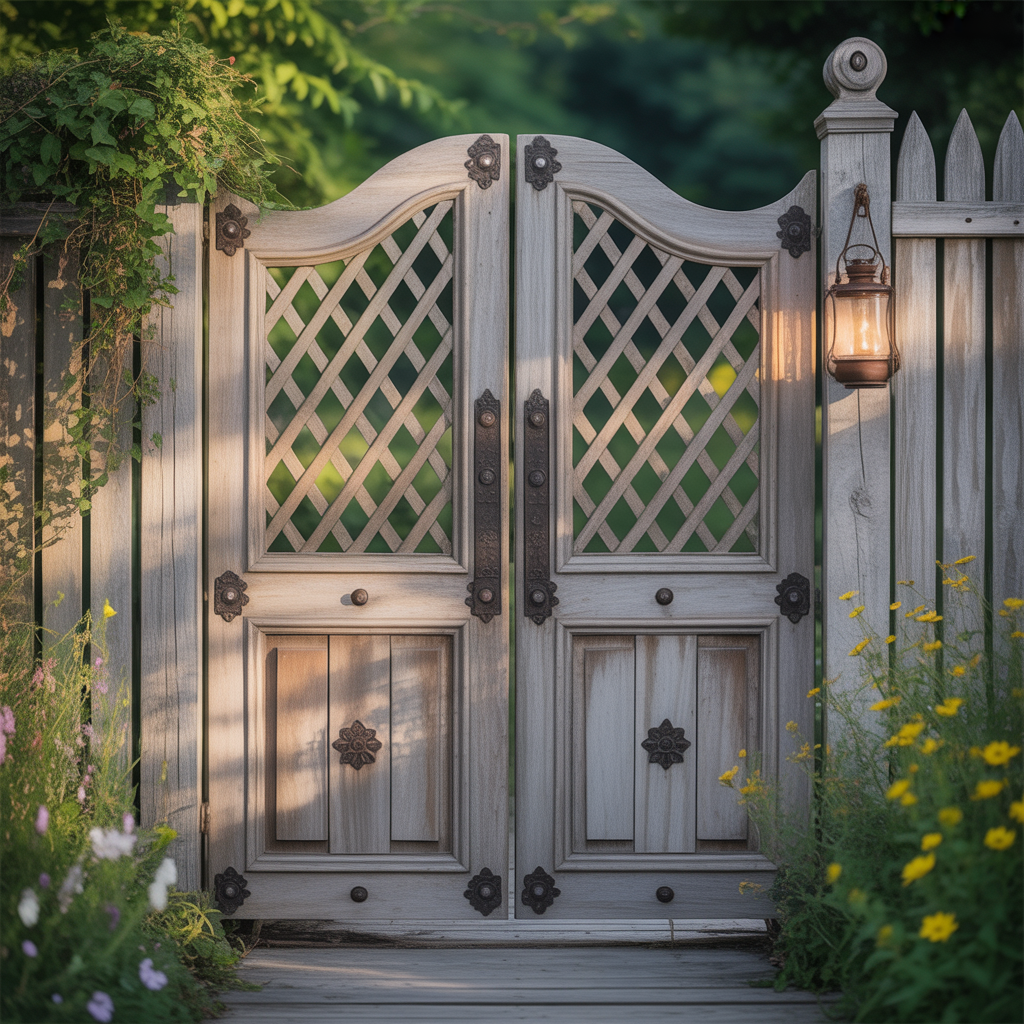 wood fence double swing gate ideas