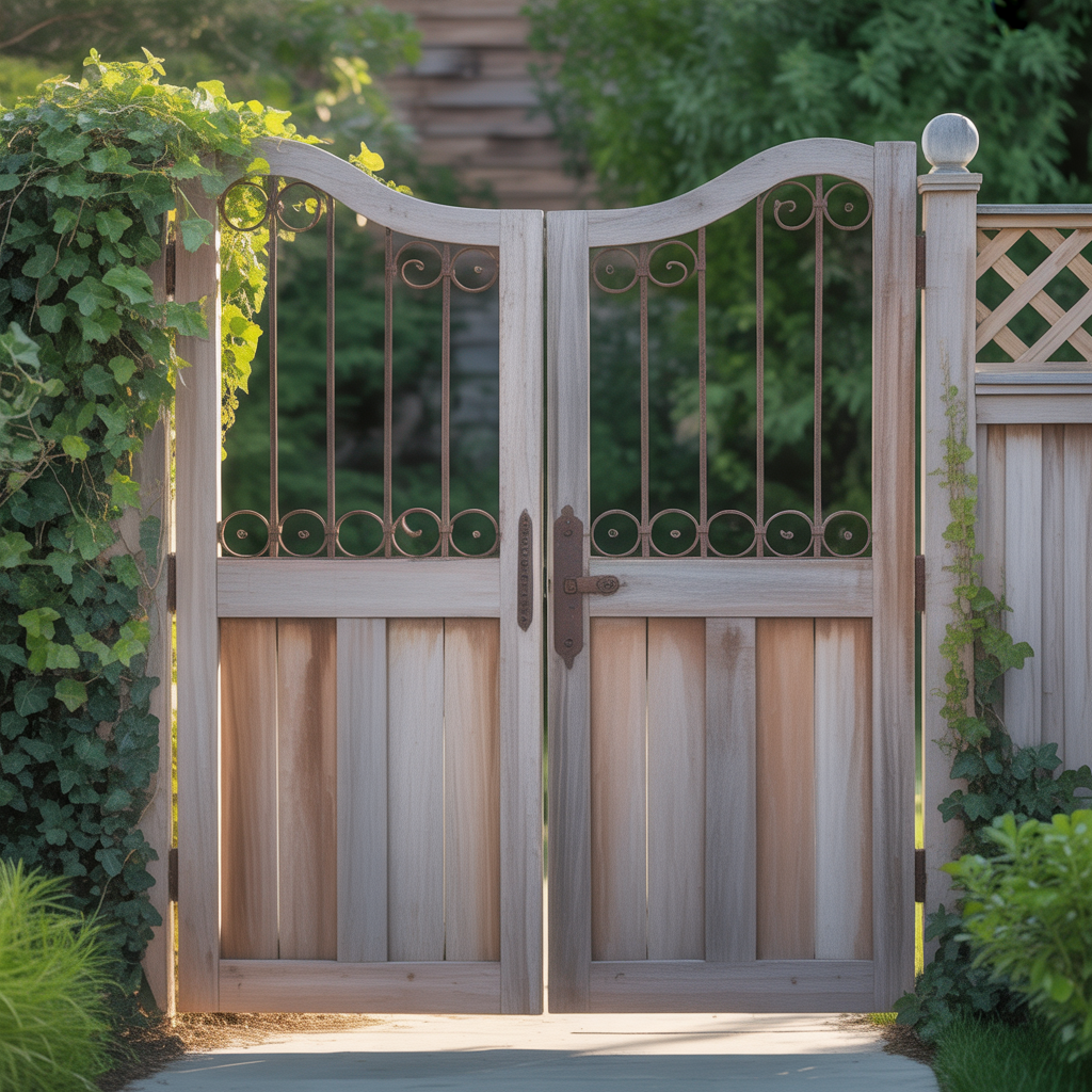 wood fence double swing gate ideas