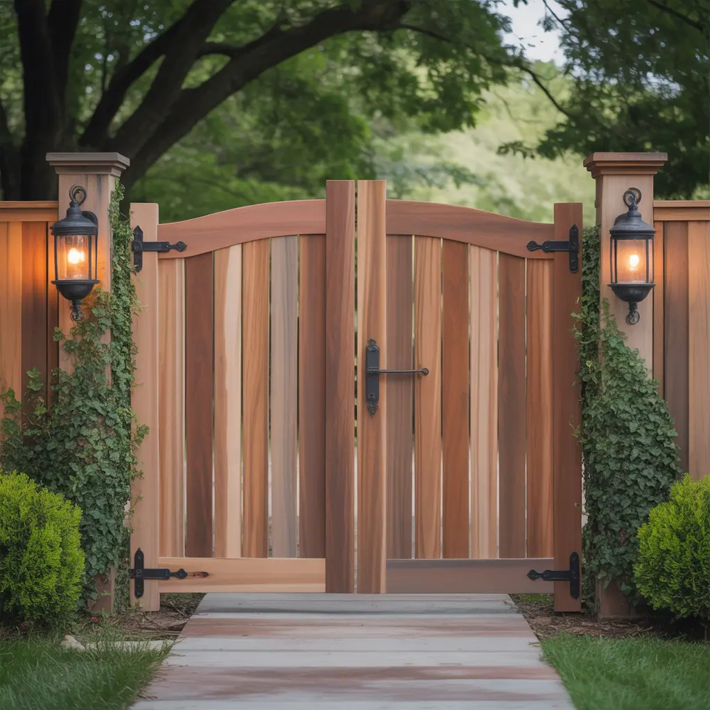 wood fence double swing gate ideas