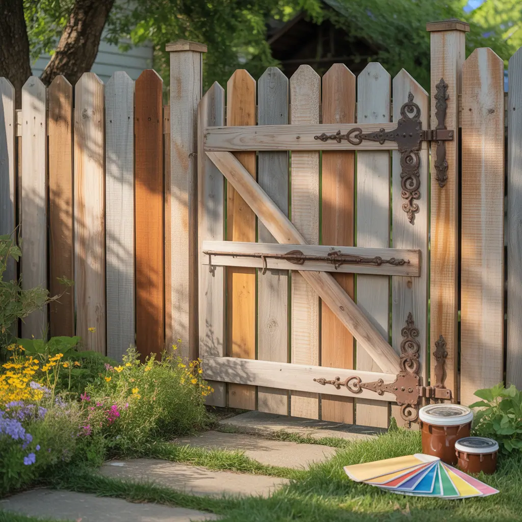 wood fence double swing gate ideas