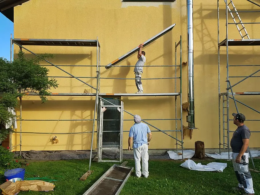Professional local painters at work