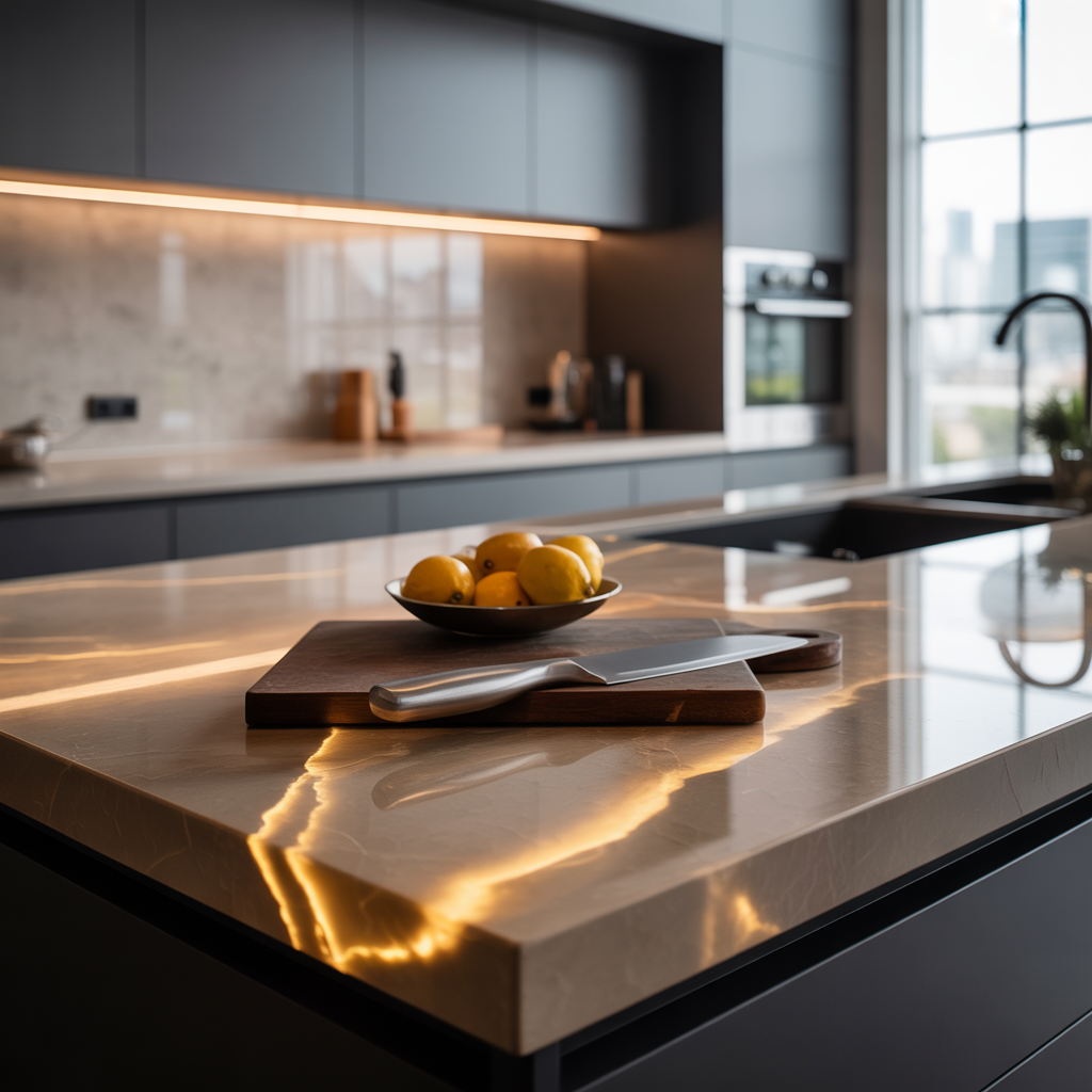 warm quartz kitchen countertops