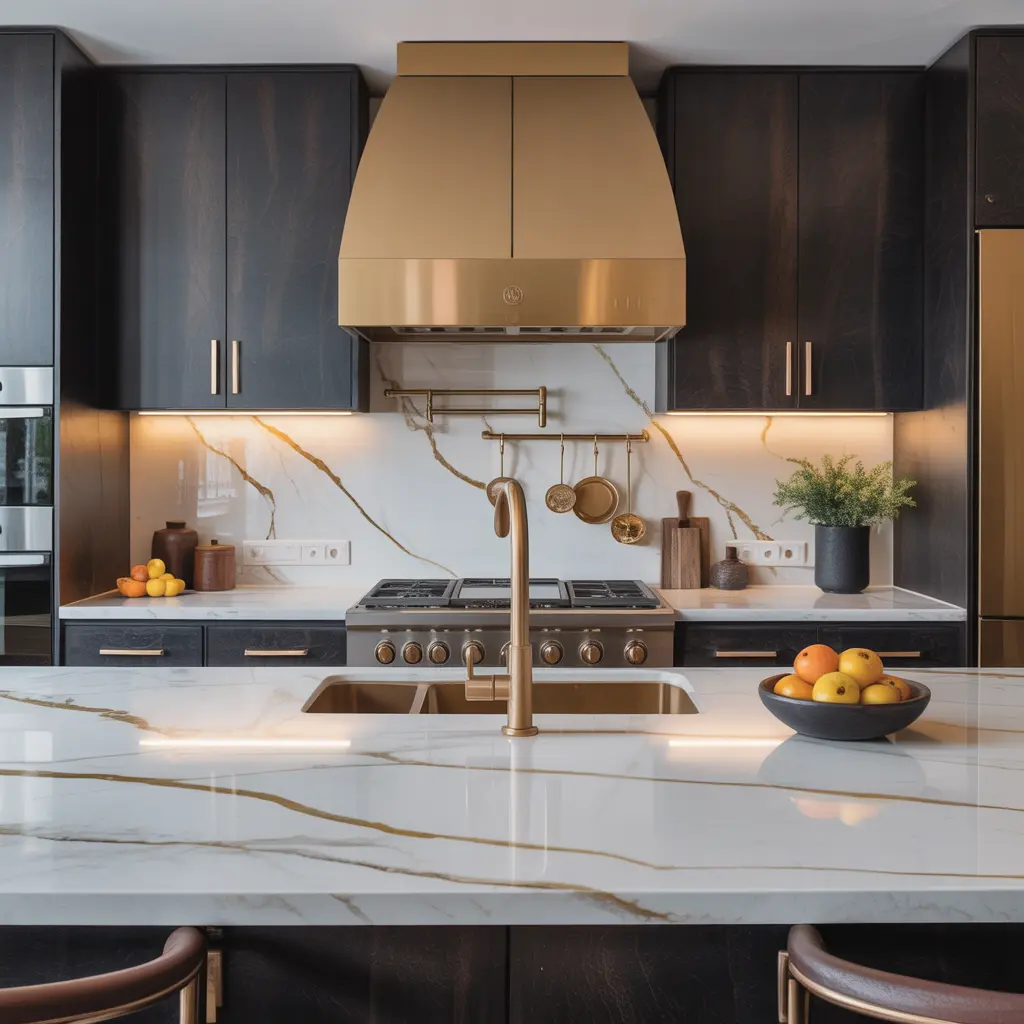 warm quartz kitchen countertops