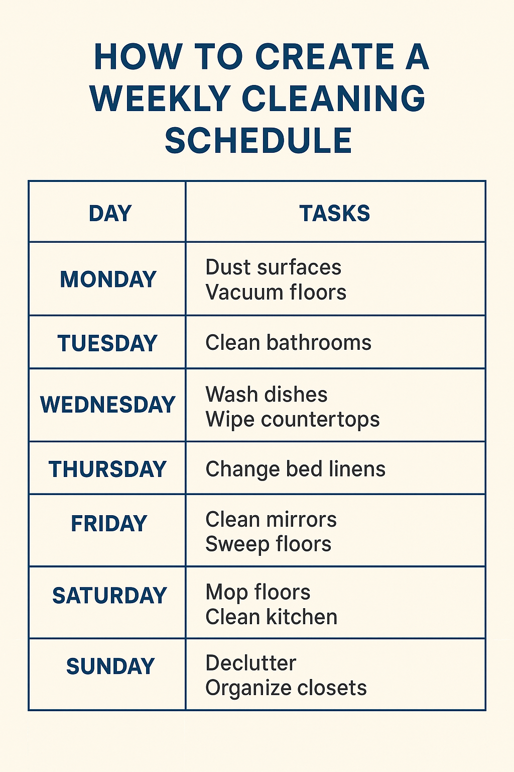 How to Create a Weekly Cleaning Schedule