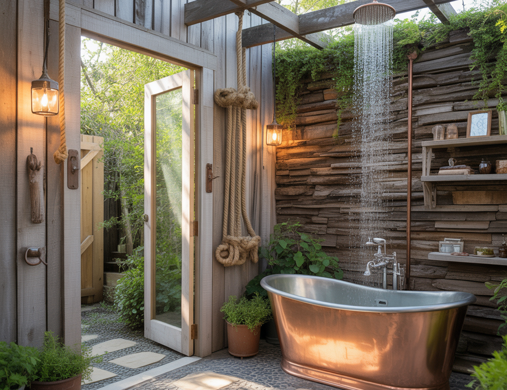 Outdoor Rustic Bathroom Inspirations: Backyard Bath Ideas & DIY