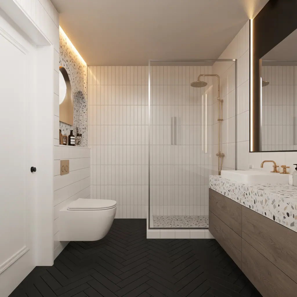 Bathroom With Black Floor Ideas