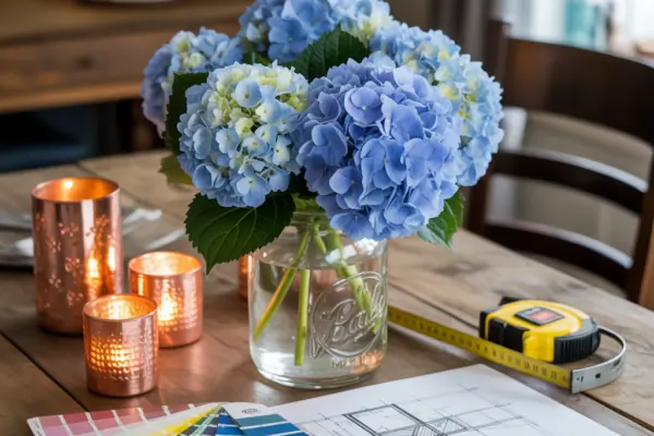 Centerpiece Ideas Blue Hydrangea