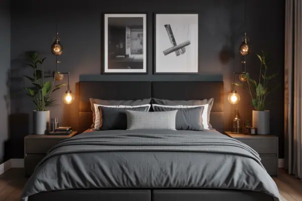 Charcoal Headboard Dark Grey Bedroom Ideas