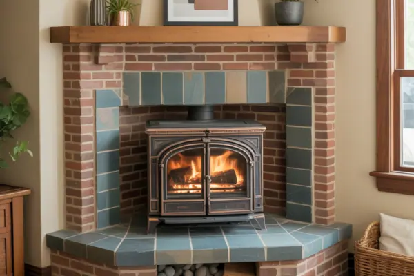 Corner Wood Stove Hearth Design Ideas