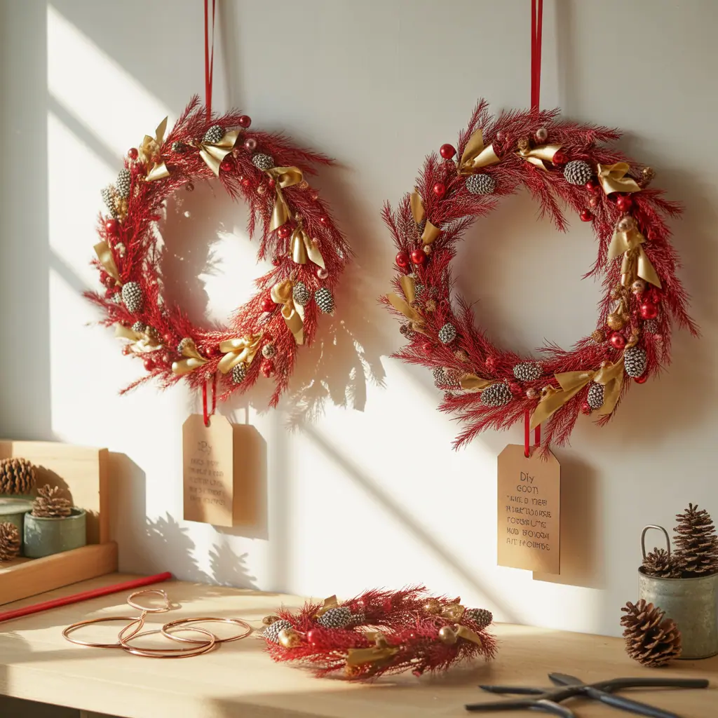 Red and Golden Christmas Wreath Ideas: Festive DIY Inspirations